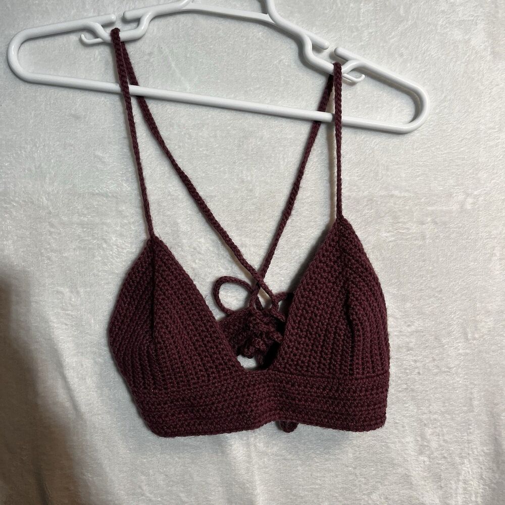Crochet Crop Top Halter Triangle Women’s‎ Small/ Medium Boho Festival Summer